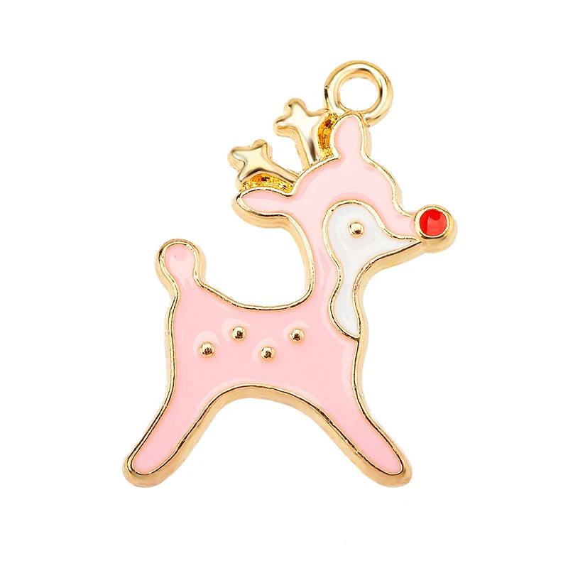 20x15MM Sweet Christmas Elk Enamel Pendant DIY Jewelry Making Supplies