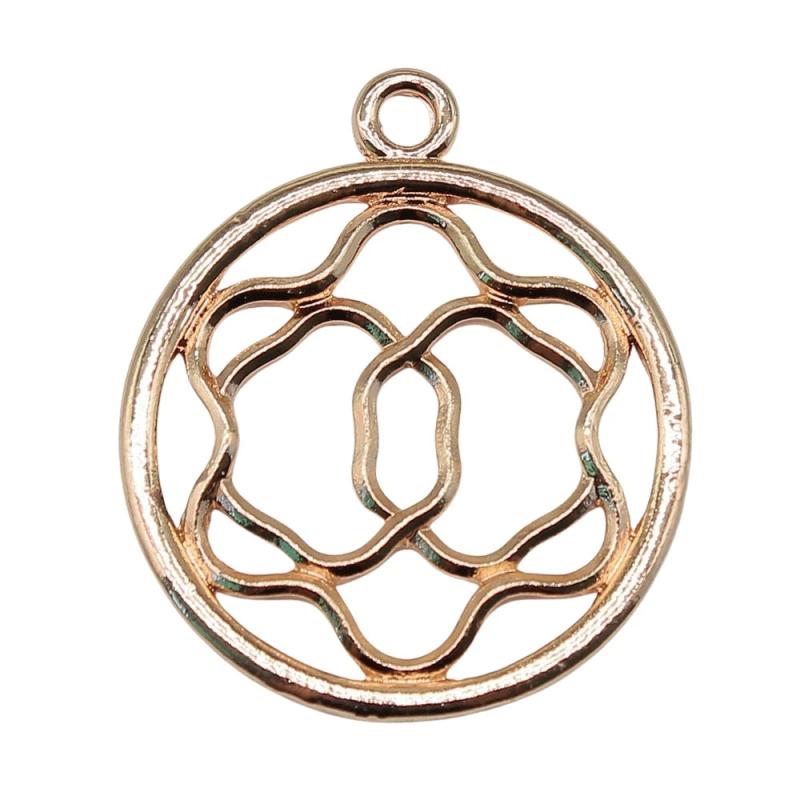 4pcs Flower Charms 34x40mm Electrophoresis KC Plated DIY Jewelry Making