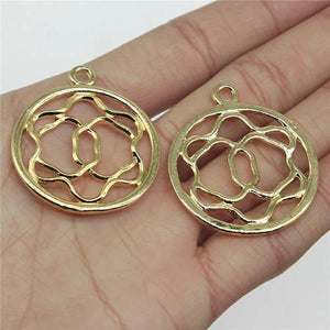 4pcs Flower Charms 34x40mm Electrophoresis KC Plated DIY Jewelry Making
