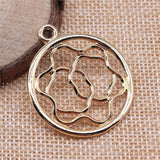 4pcs Flower Charms 34x40mm Electrophoresis KC Plated DIY Jewelry Making
