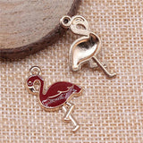 10pcs Flamingo Charms for DIY Jewelry Making, Zinc Alloy Pendant Findings