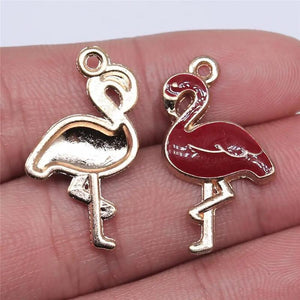 10pcs Flamingo Charms for DIY Jewelry Making, Zinc Alloy Pendant Findings