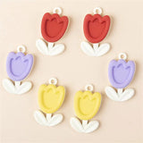 10 Pcs Enamel Love Rabbit Tulip Charms Pendants Jewelry