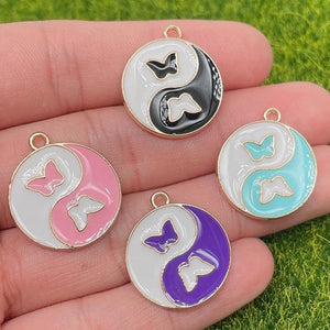 20pcs Pink Enamel Alloy Necklace Pendant Bracelet Earrings DIY Jewelry Craft