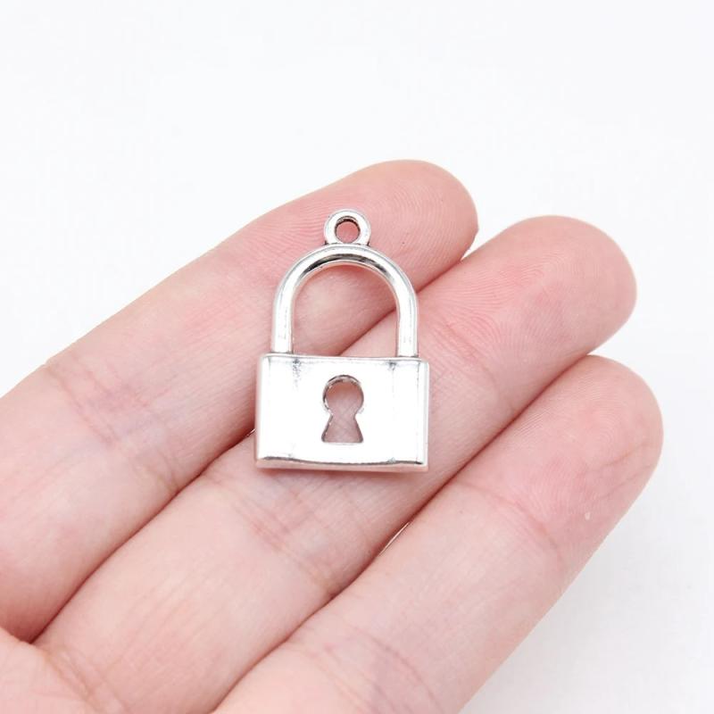 10pcs Antique Silver Openwork Lock Charms for Jewelry Making