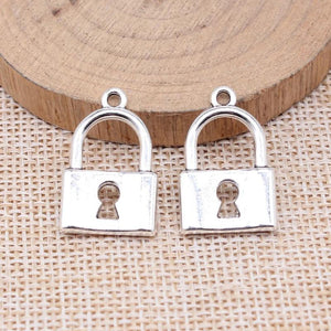 10pcs Antique Silver Openwork Lock Charms for Jewelry Making