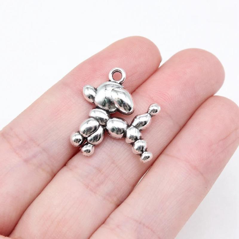 10pcs Antique Silver Balloon Puppy Charms for Jewelry Making