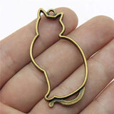 6pcs 53x27mm Hollow Cat Pendant Charms For Jewelry Making