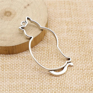 6pcs 53x27mm Hollow Cat Pendant Charms For Jewelry Making