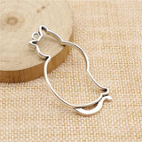 6pcs 53x27mm Hollow Cat Pendant Charms For Jewelry Making