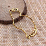 6pcs 53x27mm Hollow Cat Pendant Charms For Jewelry Making