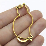 6pcs 53x27mm Hollow Cat Pendant Charms For Jewelry Making