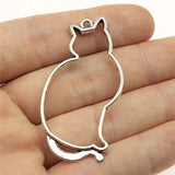6pcs 53x27mm Hollow Cat Pendant Charms For Jewelry Making