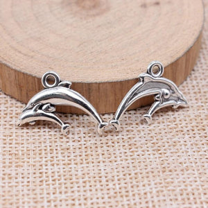 20pcs Antique Silver Dolphin Charms for Jewelry Making