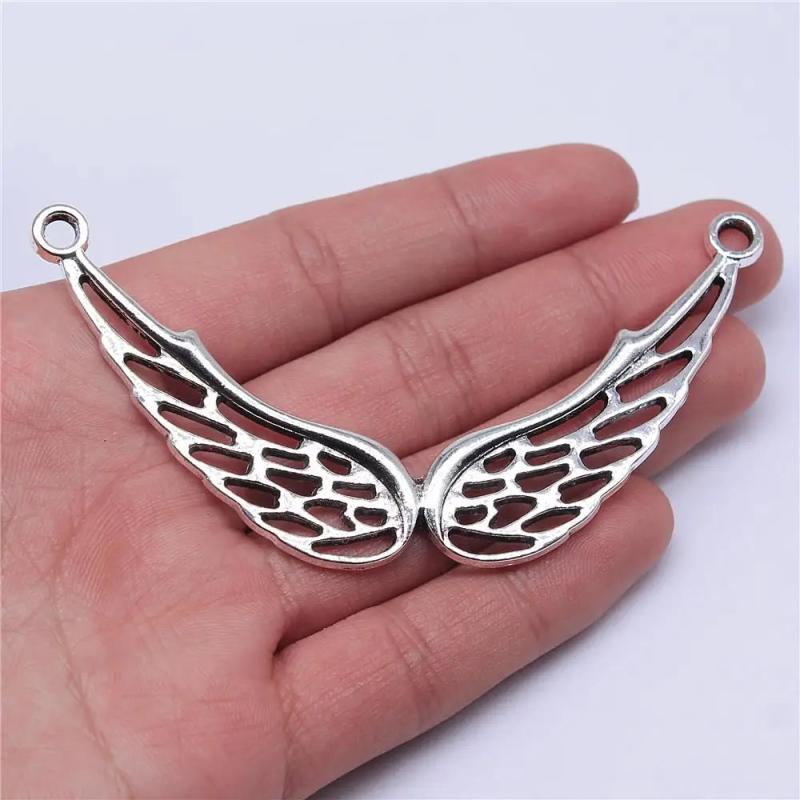 2pcs Angel Wings Charms, Antique Silver Plated Pendant Jewelry
