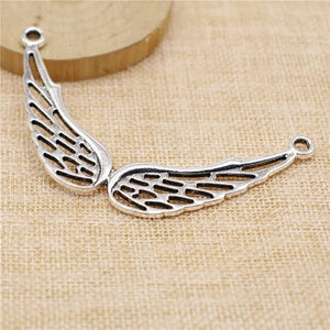 2pcs Angel Wings Charms, Antique Silver Plated Pendant Jewelry