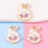 20Pcs Enamel Bow Rabbit Pendant Jewelry Accessories
