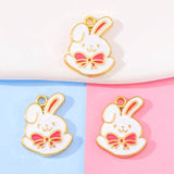 20Pcs Enamel Bow Rabbit Pendant Jewelry Accessories