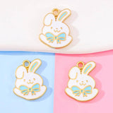 20Pcs Enamel Bow Rabbit Pendant Jewelry Accessories