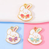 20Pcs Enamel Bow Rabbit Pendant Jewelry Accessories