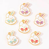 20Pcs Enamel Bow Rabbit Pendant Jewelry Accessories