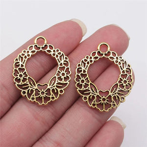 10pcs Hollow Flower Wreath Charms for Jewelry Making DIY Findings
