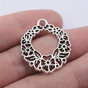 10pcs Hollow Flower Wreath Charms for Jewelry Making DIY Findings