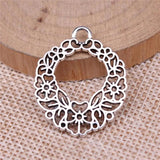 10pcs Hollow Flower Wreath Charms for Jewelry Making DIY Findings