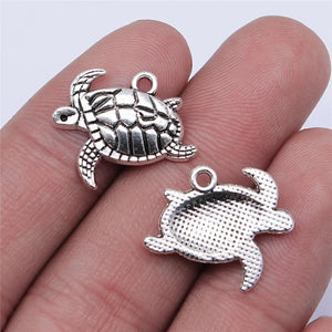 20pcs 20x13mm Antique Silver Plated Sea Turtle Charms Pendant
