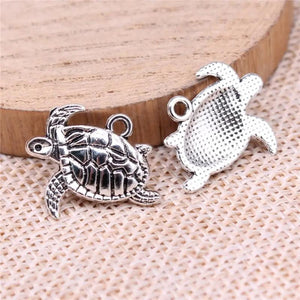 20pcs 20x13mm Antique Silver Plated Sea Turtle Charms Pendant