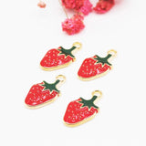 10pcs Enamel Strawberry Charms for Bracelet DIY Jewelry