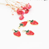 10pcs Enamel Strawberry Charms for Bracelet DIY Jewelry