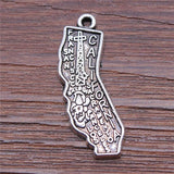 20pcs California State Map Pendant Charms Antique Silver Plated