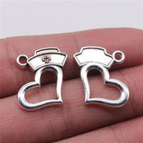 20pcs Nurse Cap Love Pendant Charms Antique Silver Plated Jewelry Findings
