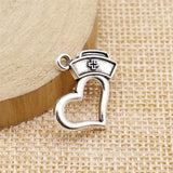 20pcs Nurse Cap Love Pendant Charms Antique Silver Plated Jewelry Findings