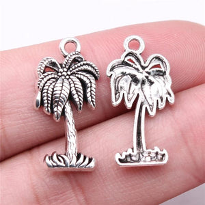 20pcs Coconut Tree Charms Pendant Antique Silver DIY Jewelry Findings