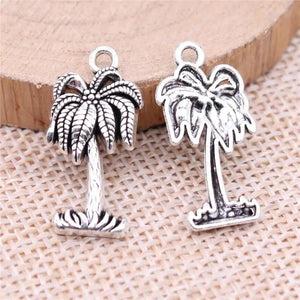 20pcs Coconut Tree Charms Pendant Antique Silver DIY Jewelry Findings