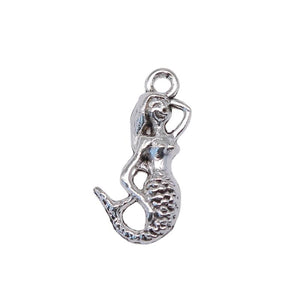 20pcs Mermaid Charms Antique Silver Plated Pendant Findings For Jewelry Making