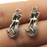 20pcs Mermaid Charms Antique Silver Plated Pendant Findings For Jewelry Making