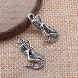 20pcs Mermaid Charms Antique Silver Plated Pendant Findings For Jewelry Making