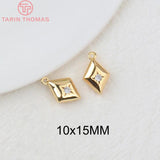 4PCS 10x15MM 24K Plated Brass Zircon Star Charms Pendants Earrings Accessorie