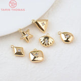 4PCS 10x15MM 24K Plated Brass Zircon Star Charms Pendants Earrings Accessorie