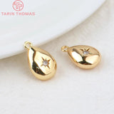 4PCS 10x15MM 24K Plated Brass Zircon Star Charms Pendants Earrings Accessorie