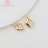 4PCS 10x15MM 24K Plated Brass Zircon Star Charms Pendants Earrings Accessorie