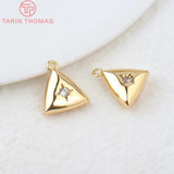 4PCS 10x15MM 24K Plated Brass Zircon Star Charms Pendants Earrings Accessorie