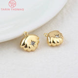 4PCS 10x15MM 24K Plated Brass Zircon Star Charms Pendants Earrings Accessorie