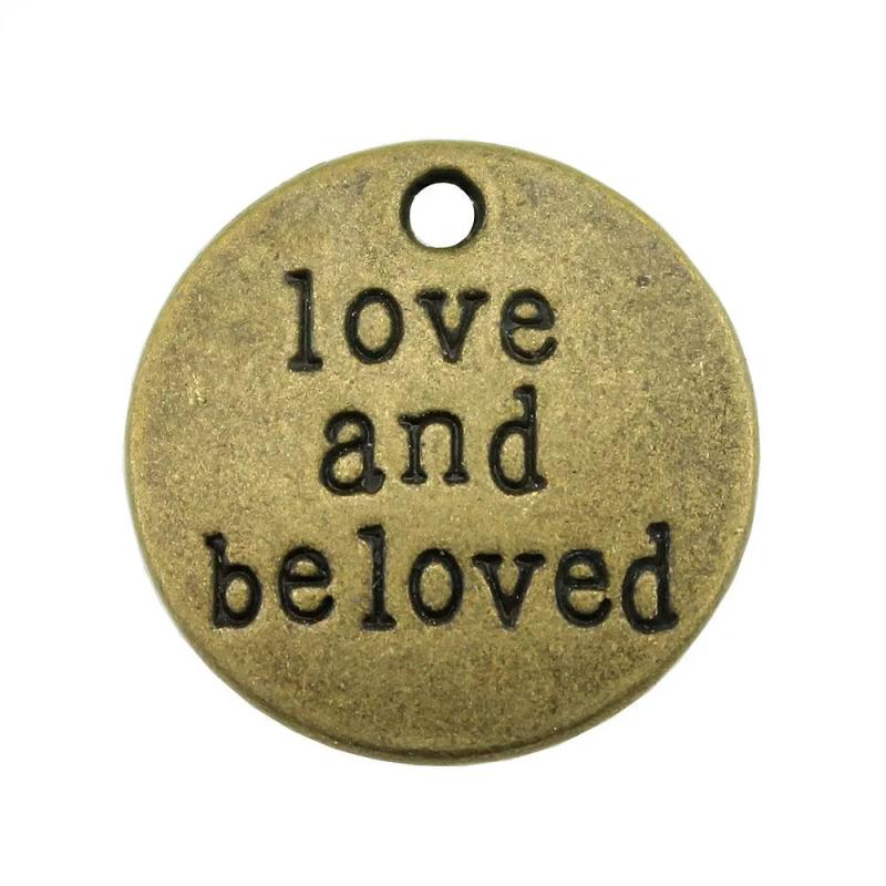 10 Love And Beloved Charms Pendants 20mm Antique Silver Bronze Plated