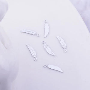100pcs Brass Mini Feather Charms 3*12mm