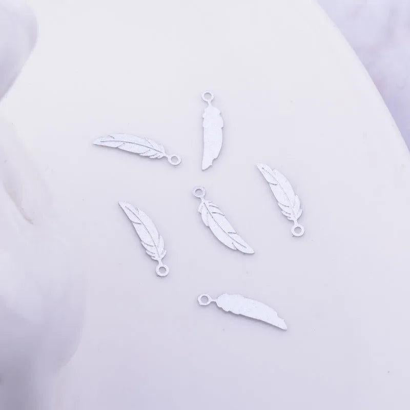 100pcs Brass Mini Feather Charms 3*12mm