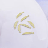 100pcs Brass Mini Feather Charms 3*12mm